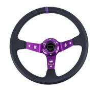 Universal Deep Dish Wheel for Drifting, Universal 14 Inch 350mm PVC PU Car Aluminum Racing Steering Wheels Deep Corn Drifting Sport Auto Steering Wheel(Leather-purple)