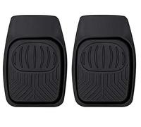 Universal Deep Tray Rubber Floor Mats Heavy Duty Mud Mats Set of 2 Black
