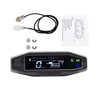 Universal Digital Speedometer Odometer for Motorcycle Sensor | ABS material,18x13x9cm,max speed 199km/h,max trip 999.9km,rpm 1200,for 8-22 In wheels,DC 12V,1-4 cylinder