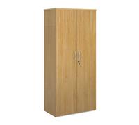 Universal double door cupboard 1790mm high with 4 shelves - oak