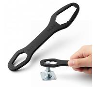 Universal Double Ended Wrench, Multi-Function Torx Hand Tool, Self-Tightening Adjustable Metric 8-22 mm Wrench for Home, Car and Bike, Black