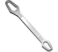 Universal Double Ended Wrench, Universal Wrench Double-Head Self-Tightening Wrench, Multifunctional Wrench Self Adjustable Wrench for 8mm-22mm Nuts, 270mm Total Length (Chrome Vanadium Steel Silver)