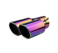 Universal Double Exhaust Tips Colorful Muffler Exhaust Stainless Dual Tail Pipe Muffler Round Exhaust Tips Car Deco(Dbl clolfulBevel360)