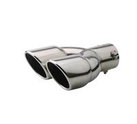 Universal Double Outlet Car Exhaust Pipe Muffler Tip Stainless Steel Chrome Silver Rear Muffler Tip Tail Throat(Silver,Straight)