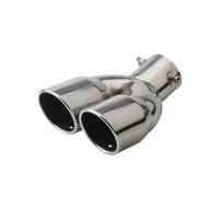 Universal Double Outlet Car Exhaust Pipe Muffler Tip Stainless Steel Chrome Silver Rear Muffler Tip Tail Throat(Silver,Bent)