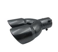 Universal Double Outlet Car Exhaust Pipe Muffler Tip Stainless Steel Chrome Silver Rear Muffler Tip Tail Throat(Black,Straight)