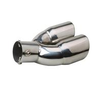 Universal Double-Pipe Exhaust Pipe Car Decoration One Out Two Tail Throat Muffler Double Out Tail Throat Tail Muffler Pipe(Curved Silver)