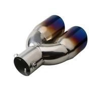 Universal Double-Pipe Exhaust Pipe Car Decoration One Out Two Tail Throat Muffler Double Out Tail Throat Tail Muffler Pipe(Straight Blue)