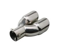 Universal Double-Pipe Exhaust Pipe Car Decoration One Out Two Tail Throat Muffler Double Out Tail Throat Tail Muffler Pipe(Straight Silver)