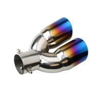 Universal Double-Pipe Exhaust Pipe Car Decoration One Out Two Tail Throat Muffler Double Out Tail Throat Tail Muffler Pipe(Curved Blue)