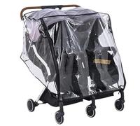 Universal Double Stroller Rain Cover Pushchair Accessories Double Raincover Outdoor Travel Side by Side Double Pushchair Dustproof Rainproof Windproof Stroller Raincover with Canopy and Zipper Door