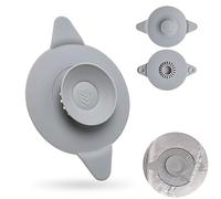Universal Drain Plug, 1 pc, Ø 4.33", Grey, Silicone Tub Stopper, Hair Stopper with 2-suction cup attachment, 2 in 1 Drain Stopper and Hair Catcher, flat Hair Trap Strainer Plug for 1.57-3.15" sinks