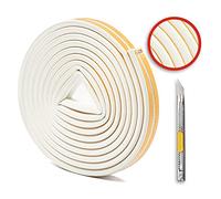 Universal Draught Excluder for Door and Window/Seal Strip D-White Profile/Self-adhesive Tape for Doors/Silicone Rubber for Sliding Window/Thermal and Acoustic Insulation for Windows/Cutter Included