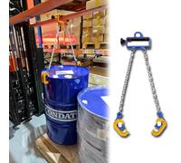 Universal Drum Grabber with Safety Chain, 55 Gal Barrel Lift for Cargo Security Towing And Handling, Lifting Chain Fits for Crane/Forklift(A-Load 1Ton/2200LBS-2leg)