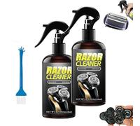 Universal Efficient Electric Razor Cleaner Spray, 260ml (9.15oz) Electric Shaver Cleaning Solution with Brush, Cleans, Lubricates, Prevents Rust, Compatible with Most Electric Shavers (1, 2 Pcs)