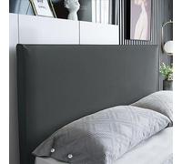 Universal Elastic Headboard Cover for Double/Single Bed - Dark Grey Faux Leather Protector Fits 140 cm Headboards Slish & Bedding Accessory