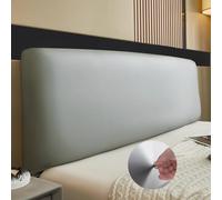 Universal Elastic Headboard Cover for Double/Single Bed - Eco-Leather Protection Silver Gray Fits 210-230cm Stylish Bedroom Decor Easy to Clean Soft Touch