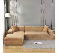 Universal Elastic Sofa Cover Anti Slip Vintage Couch Protector for U Shaped/L Shaped Sectional Sofas (1 5 Seater) Khaki Fits 145 185 cm Durable & Stylish Home Decor