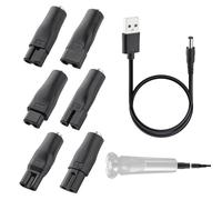 Universal Electric Shaver Charger Kit 7-in-1 USB Power Cable with 6 Interchangeable Magnetic Tips for Braun, Philips, Remington & Other Beard Trimmers, Hair Clippers and Razors (5V)