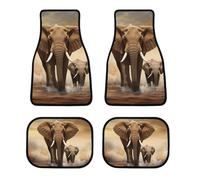 Universal Elephant Car Floor Mats Set of 4 All-Weather Heavy Duty Polyester Auto Carpets with Anti-Slip Nibbed Backing Waterproof Front & Rear Liners for Cars Suvs Trucks Vans