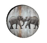 Universal Elephant Spare Tire Cover on Wood Waterproof Custom Trailer Tire Cover for Trailers Truck RV SUV 24-36 Inch (Fits