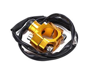 Universal Engine Stop Start Kill Switch, Motorcycle Engine Switch, 2 - Wire Gold CNC Aluminium Alloy Kill Button with Rubber Seal and Mounting Backplate for 7/8in Handlebars