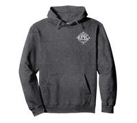 Universal Epic Universe Minimalist Logo White Pocket Hit Pullover Hoodie, Adult Unisex, Dark Heather Grey, Small