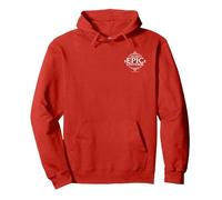 Universal Epic Universe Minimalist Logo White Pocket Hit Pullover Hoodie, Adult Unisex, Red, X-Large