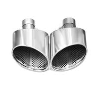 Universal Exhaust Muffler Tip Pipe For A3 For A4 For A5 For A6 For A7 Up To RS3 RS4 RS5 RS6 RS7 Tailpipe Nozzle Exhaust System Muffler Tip Oval Car Tuning(Silver)