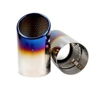 Universal Exhaust Muffler Tip Pipe For VW For PASSAT 2Pcs/Set 7.6cm/2.99in Stainless Steel Car Exhaust Muffler Tip Pipes Covers Car Tuning(Toasted Blue-9.5cm)