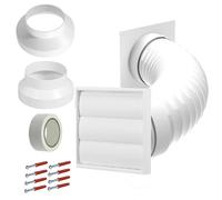 Universal Exterior Wall AC Vent Kit (White) for 4", 5", 6" Hoses - Includes Cowl, Reducers, Fascia, Sealing Tape (03-NDY-489)