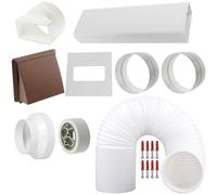 UNIVERSAL Exterior Wall Venting Kit & Extension Hose for Vented Cooker Hood Air Conditioning Tumble Dryer (5" x 3m, Brown)