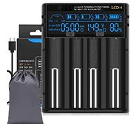 Universal Fast 18650 Battery Charger with LCD Display Battery Capacity Information, Suitable for 3.7v 1.2v Batteries 26650 18650 18490 18350 17670 17500 16340 14500 RCR123A Ni-MH Ni-Cd AAA AA