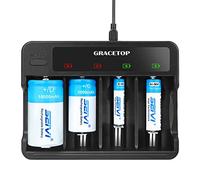Universal Fast Charger 4 Slot Battery Charger for Ni-MH AA and AAA C D Rechargeable Batteries with LED Smart Charger USB/Type C for Rechargeable Batteries with English Manual