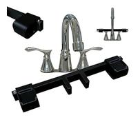 Universal Faucet Handle Lock for Double Sinks, Child & Pet Safety Faucet Lock with Central Pipe Fixation, Anti-Slip Stopper, Tool-Free Installation for Kitchen Bathroom Prevents Water Flow (Black)