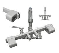 Universal Faucet Handle Lock for Double Sinks, Child & Pet Safety Faucet Lock with Central Pipe Fixation, Anti-Slip Stopper, Tool-Free Installation for Kitchen Bathroom Prevents Water Flow (Gray)