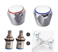 Universal Faucet Handles Replacement Set, Mix Tap Inner Cartridge Replacement for Hot and Cold Water, Kitchen and Bathroom Tap Valves, Spare Valves Cartridges, 32mm x 39mm