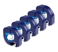 Universal Fit 12mm X 4m White On Black Plastic Labeling Tape Compatible with LT100T LT100H LT200 Label Maker Refills Black Tape(Plastic White)