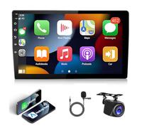 Universal Fit 4G+64G Android 13 Car Stereo Wired/Wireless Carplay & Android Auto 10.1 Inch Double Din GPS Navi Built-In WIFI Bluetooth FM/RDS Car Player w/AHD Rear Camera SWC Split Scree Mirror Link