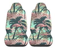 Universal Fit Car Seats Protector Vintage Tropical Pink Flamingo Cars Front Seat Cover 3D Print Bucket Seats Cover For Sedans, Truck, Suv, 52X138Cm