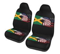Universal Fit Cars Front Seat Covers America And Jamaica Jamaican Flag Eagle Car Accessories Machine Washable Car Seat Covers For Sedans, Truck, Suv, 52X138Cm