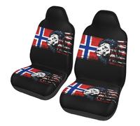 Universal Fit Cars Front Seat Covers America And Norway Norwegian Flag Combine Lion Car Accessories Machine Washable Cars Seats Protector For Truck, Suv, Lorry, 52X138Cm