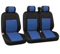 Universal Fit Most Vans Trucks Lorry BLUE BLACK Front Seat Covers Soft Fabric Breathable Protectors Single & Double For Driver and Passenger Seat 2+1