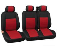 Universal Fit Most Vans Trucks Lorry RED BLACK Front Seat Covers Soft Fabric Breathable Protectors Single & Double For Driver and Passenger Seat 2+1