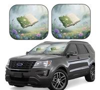 Universal Fit Windshield Sun Shade 2 Pack Foldable Car Front Window Sunshade for Car Medium Sedan Truck SUV Fantasy Books