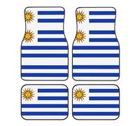 Universal Flag of Uruguay Print Car Floor Mat Four-Piece Set - Rubber Automotive Accessories for SUV Sedan Van Truck