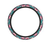 Universal Flamingo Flowers Print Steering Wheel Cover â€“ Breathable Car Steering Wheel Cover for Cars, Trucks, SUVs, and ATVs
