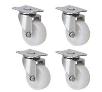 Universal Flat Top Nylon Casters 50kg Load Capacity 2Inch Stainless Steel White Set of 4HeavyDuty Mobility Solution for Furniture & Equipment