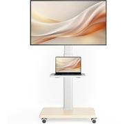 Universal Floor TV Stand, Portable Rolling Floor TV Mount with Wheels, 80 Degree Swivel Height Adjustable for 27 to 65 Inch LCD LED OLED TVs, Holds up to 40 kg Mobile TV Cart