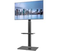 Universal Floor TV Stand with Swivel Mount for 19 to 43 inch LCD LED TV, 2 Shelves Black HT2001BP